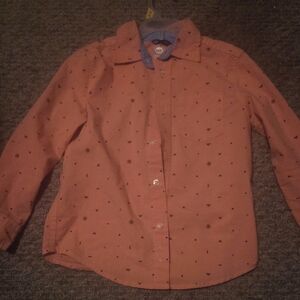 Orange Button-Up Shirt with Pattern